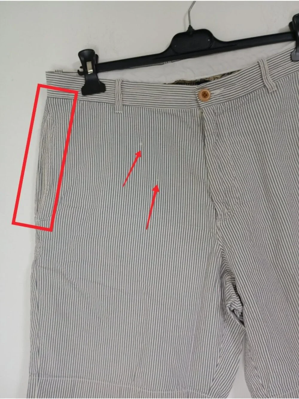 J. Crew Mens Striped 100% Cotton Shorts 34W Gray & White Casual Summer Wear